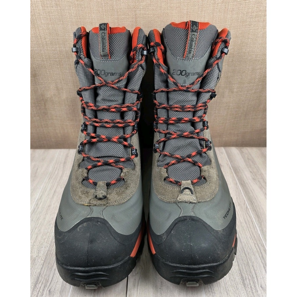 Columbia Bugaboot III Mens 14 Gray Orange Boots 200 Grams Waterproof Omni-Heat